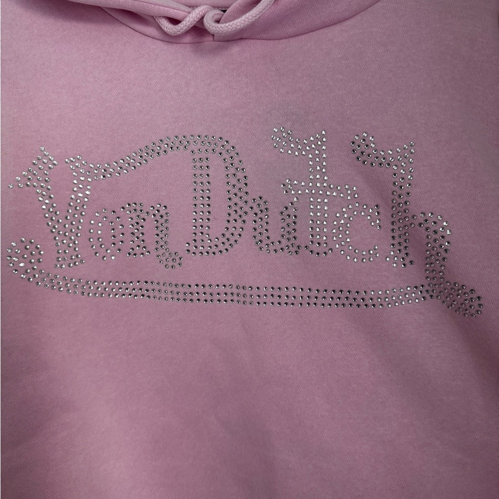 Von Dutch Light Pink Hoodie with Rhinestone Logo - Picture 2 of 4